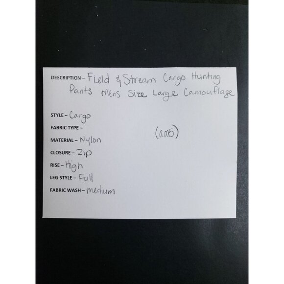 Field & Stream Mens Large Camouflage Nylon Cargo Hunting Pants With Elastic - Picture 10 of 10